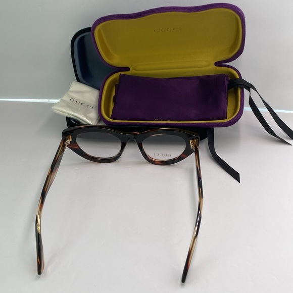 New Authentic GUCCI GG1083O 002 SHINY FLAMED BLACK AND PINK Eyeglasses - Picture 7 of 11